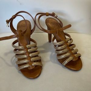 Tory Burch gold heels
